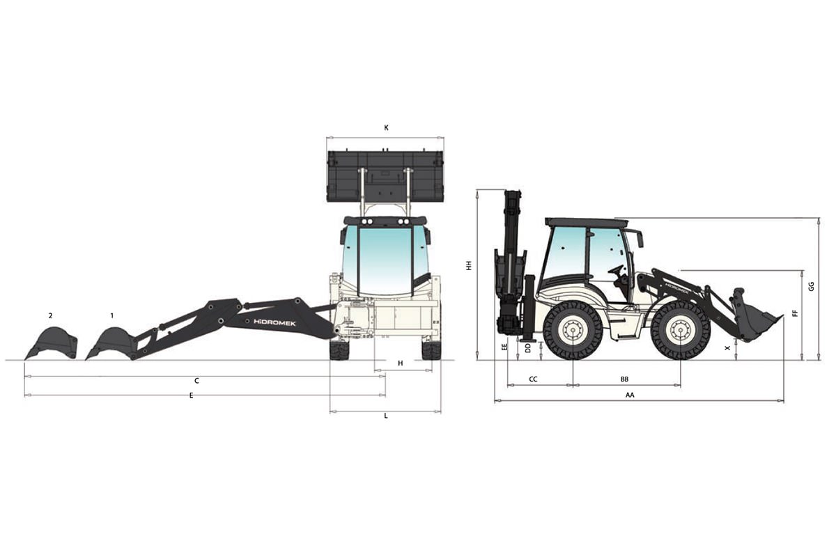 Основные габариты Hidromek 102S